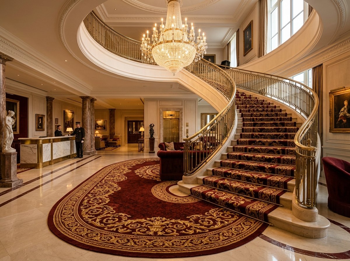 Grand Custom Hospitality Carpet in Luxury Hotel Lobby